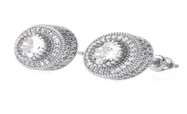 

iced out round stud earrings hip hop design cubic zircon earrings mens simulated diamond studs for men women party jewelry1527840, Golden;silver