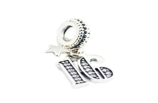 

new 100 real 925 sterling silver charm 16 years of love pave crystal dangle charm pendant beads fit european bracelet diy jewelry9802649, Black