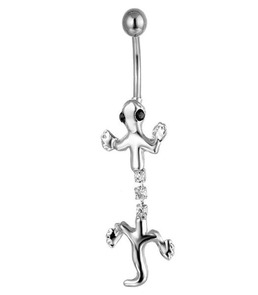 

d0572 clear color gecko style belly navel stud01234561001099, Silver