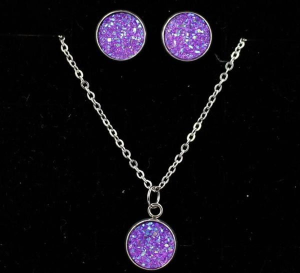 

new style luxury bridal jewelry set crystal beads necklace simulated diamond druzy earrings 2018 female wedding jewelry for woman4629344, Silver