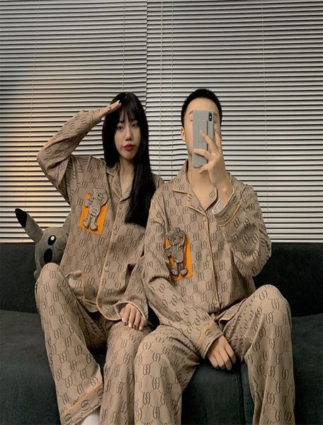 

spring women's pajamas set xury style letter and stripes print sleepwear cotton couple home clothes nightwear for men 2204256301721, Black;red