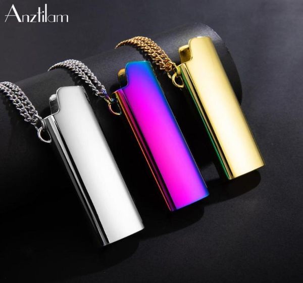 

pendant necklaces highquality gold silver color alloy lighter case long link chain hip hop personality necklace for women men rap6038781