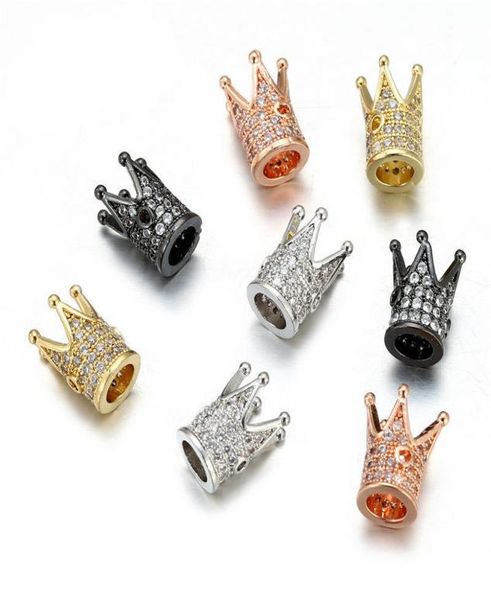 

black silver micro zircon rhinestone crown bead connectors for bracelet making6766821