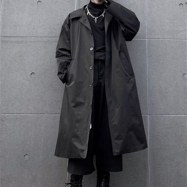 

men's trench coats windbreaker men's ins dark loose oversize midlength overtheknee coat jacket net celebrity the same style handso, Tan;black