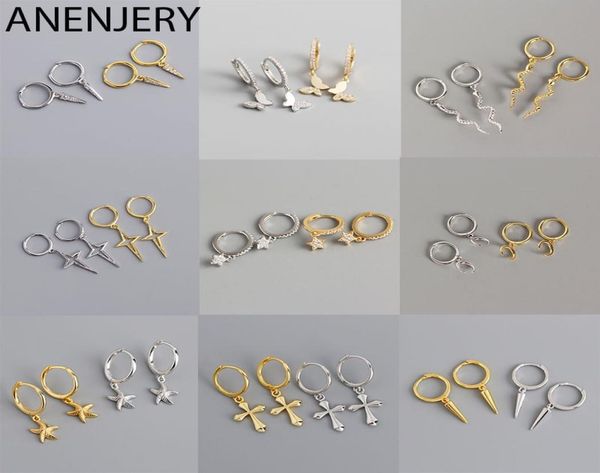 

925 sterling silver punk hiphop geometric pendant hoop earrings for women gold party jewelry accessories7371254, Golden;silver