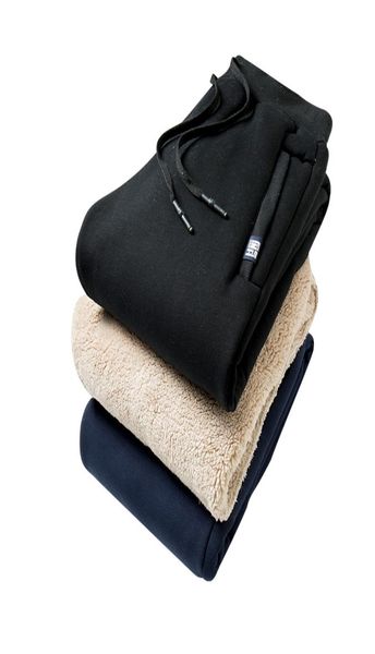 

loldeal fleece thick pants sweatpants men outside winter pants underwear warm straight mens fleece heavyweight zipper 8xl1860780, Black