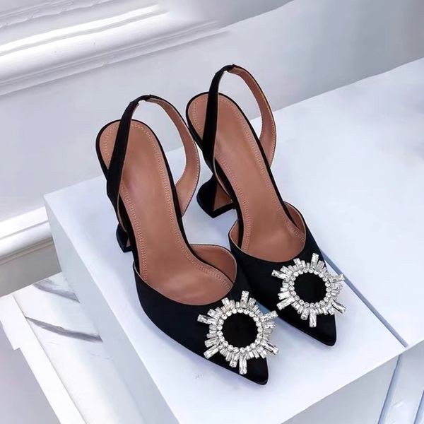 

dress shoes designer wedding the party high heel aminaa luxury fashion woman man sandal crystal shoes sunflower diamond heels  cm heel, Black