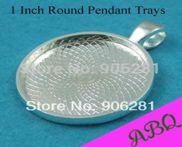

whole1 inch round pendant tray 25mm cabochon setting round bezel pendant blanks blank cameo settingsrandom colors5790980, Silver