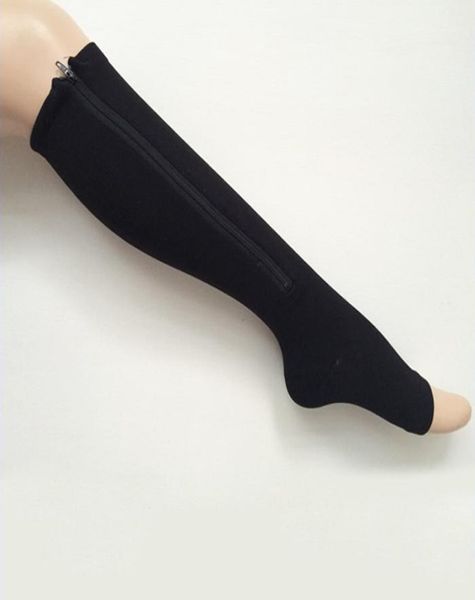

women compression zip up socks slimming shaper leg 50pairlot3824114, Black;white