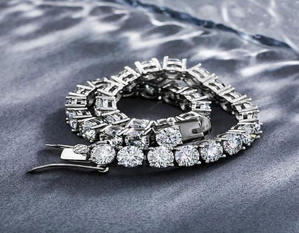 

hip hop 925 sterling silver mens ladies tennis bracelet 658quot 3mm 4mm 5mm moissanite one row bracelets1376414, Golden;silver