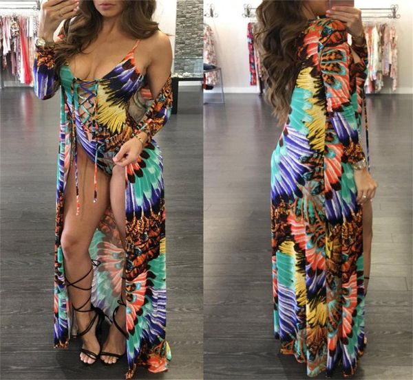 

floral print one piece bathing suits swimwear bikini monokini matching robe bikini cover up bat swimsuits women swim beach dress5492789, White;black