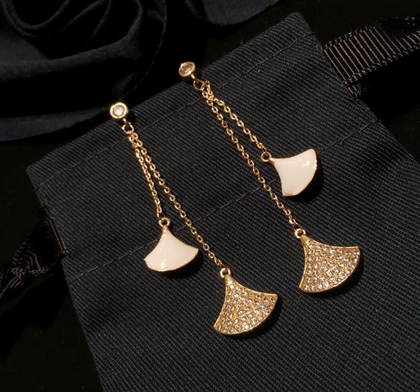 

queen lotus 2019 new 18k gold plated fan shape earrings women fashion drop earrings jewelry fashion jewelry for gift korean earrin7616145, Silver