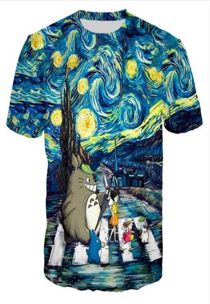 

design womensmens friends and starry night melt funny short sleeves 3d print tshirt summer style casual tshirt rr7668520, White;black