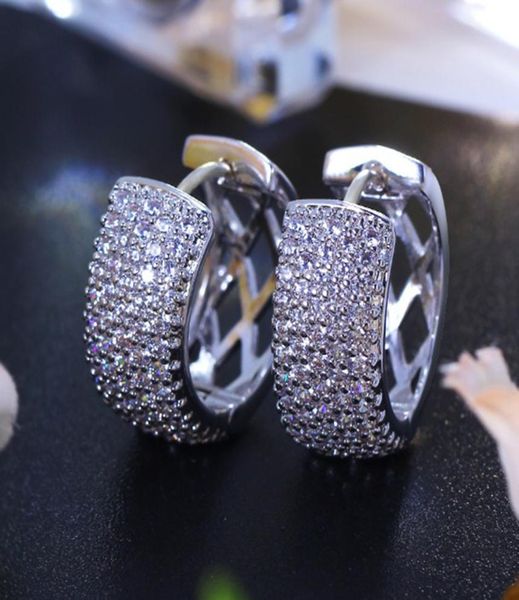 

charm silver plated color round earring pave shiny cubic zirconia crystal classic jewelry luxury circle hoop earrings for women4558386, Golden;silver