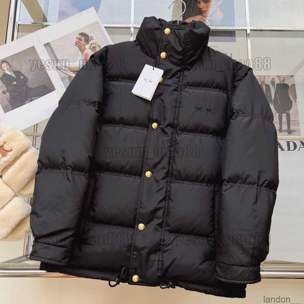 

designer luxury celins down jacket autumn and winter mens womens stand collar detachable sleeve puffer jackets coat casual parka, Black