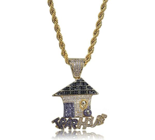 

gold silver plated traphouse necklace pendant men women iced out cubic zircon necklace bicolor jewelry for giftparty7459970