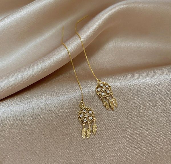 

japan and south korea new fashion simple fairy fashion temperament earrings women039s versatile dream catcher earrings wholesal5718245, Golden