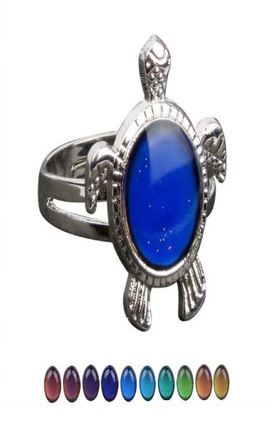 

lovely temperature change color tortoise ring mood emotion feeling turtle shape gemstone rings band control ring women designer je8294815, Silver