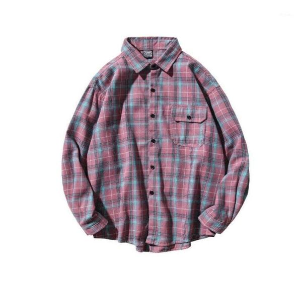 

brand 2021 spring autumn long sleeves new flannel collar korea style shirt for men039s plaid harajuku clothing18375428, White;black