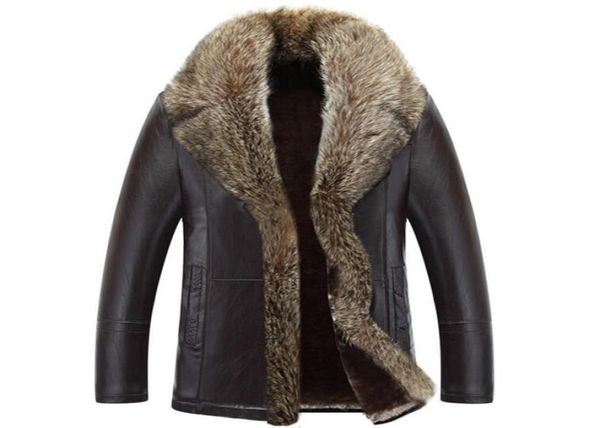 

whole fur one winter jacket 2016 new men039s winter fashion thick warm winter leather jacket coat minus 40 c warm leather8116973, Black