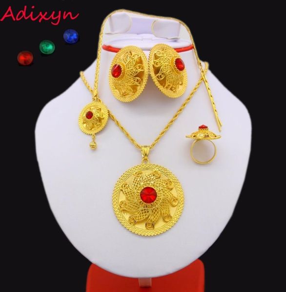 

2017 ethiopian jewelry set 24k gold color crystal necklacependanthair chainearringring middle easter habesha wedding set j19078558632, Silver