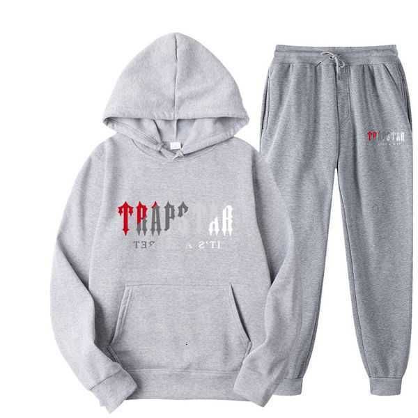 

trapstar tracksuit black mens hoodie trapstar men sportswear designer pants set running basketball 2 piece loose women long sleeve 6mmy, Gray