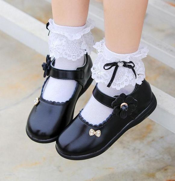 

kids student leather shoes fashion princess ceremonial flower girl school shoes bowtie black nonslip wearresistant soft bottom6509780, Black;grey