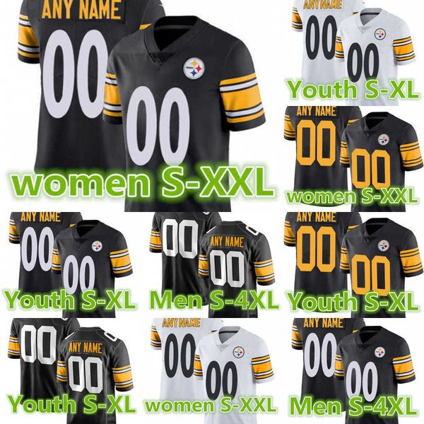 

football jerseys pittsburgh''steelers''men women youth 8 kenny pickett 7 ben roethlisberger 10 mitchell trubisky 39 mink, Black;red