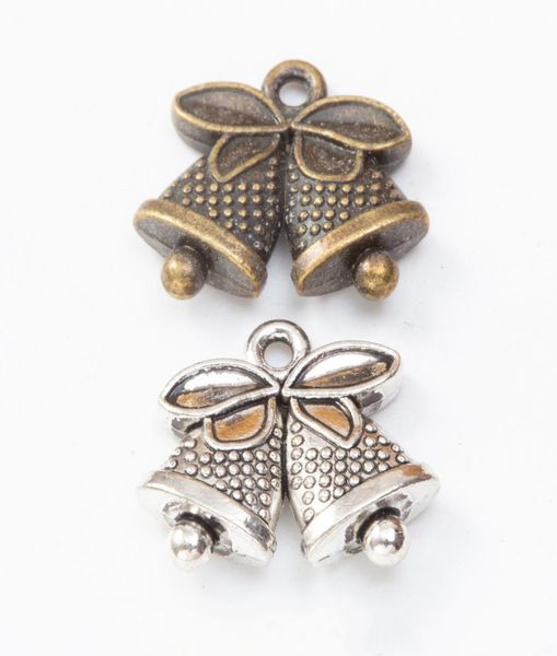 

60pcs 1417mm antique silver color christmas holiday charms vintage jingle bell pendant for bracelet earring necklace diy jewelry 9726032, Bronze;silver