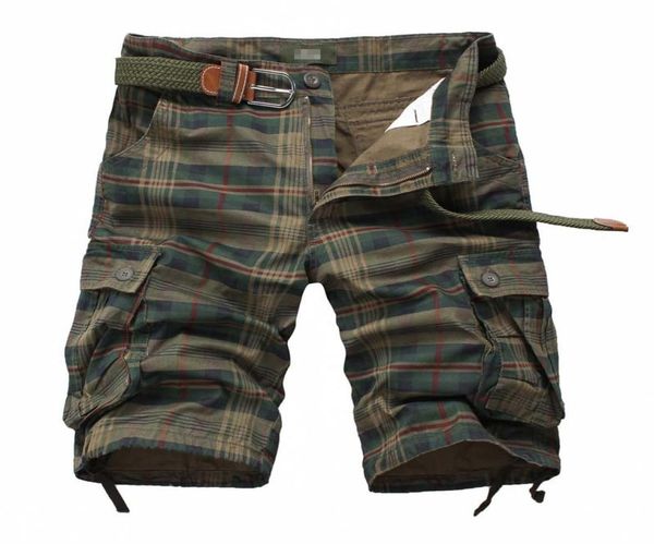 

new men039s cotton cargo shorts good quality multipocket pant plaid tooling shorts male outdoors casual shorts9086447, Black