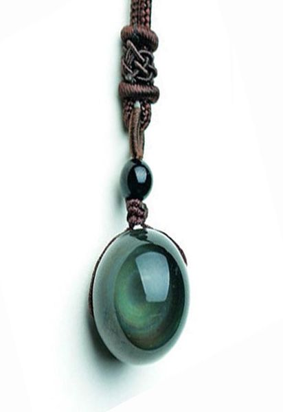 

16mm black obsidian glod obsidian tiger eye stone pendant transfer lucky amulet crystal pendant necklace jewelry8116687, Silver