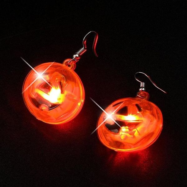 

charm 1 pair pumpkin glow nightclub led lights pumpkin skull glow earrings halloween party led earrings charm gift party accessories 230831, Golden