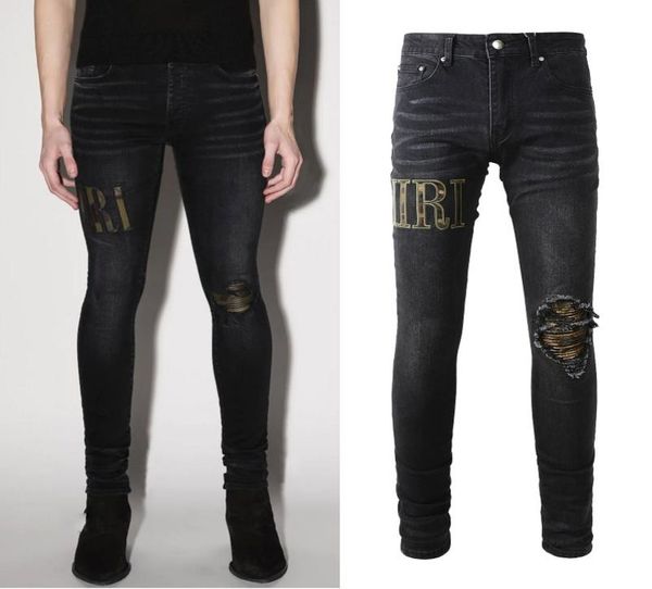 

rip black denim jeans whisking damage bleach washed worn out slim fit plus size 387414580, Blue