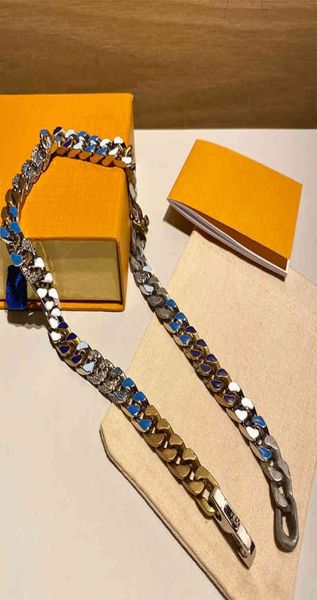 

chain mens women love necklaces fashion bracelets necklace titanium steel engraved flower colored enamel diamond 18k plated gold m5306674, Silver