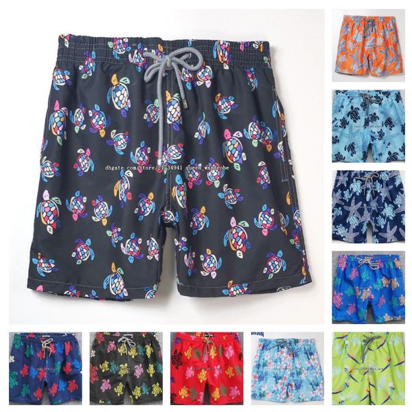 

street chic beach turtle shorts men's beach travel resort home casual fitness run quick dry quarter pants, White;black