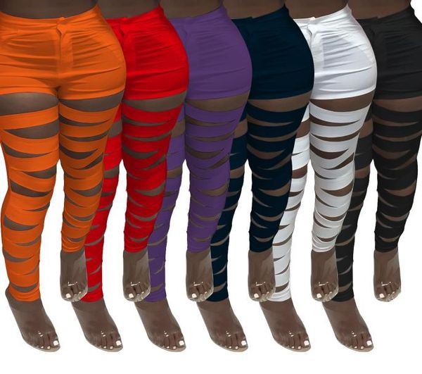 

women hollow out pencil pants fashion cloth strip design slim trousers streetwear nightcb ladies ps size clothing3393081, Black;white