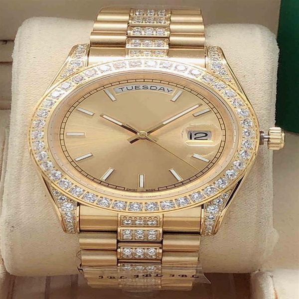 

2023 fashion watches 41mm sapphire mirror double date watch waterproof watch stainless steel middle row strap diamond ring gif2150, Slivery;golden