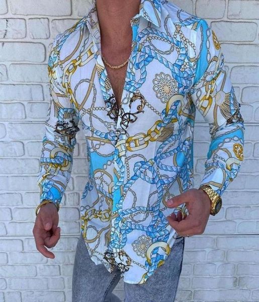 

men039s casual shirts 2021 punk style silk satin digital printing male slim fit long sleeve flower print party shirt 4174147, White;black