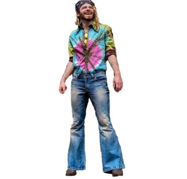 

men039s jeans men bell bottoms blue high waist embroidery retro denim pants causal loose flared zipper male full length trouser8671523