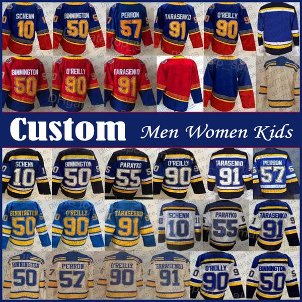 

10 brayden schenn justin faulk st. blues hockey jersey custom men women kids robert thomas kasperi kapanen jakub vrana torey krug colton par, Black;red