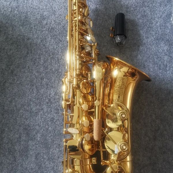 

high-end e-flat alto saxophone intlas-7100 lacquered gold brass musical instrument with accessories ing