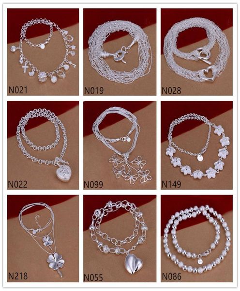 

trinkets flower shape 925 silver necklace 6 pieces a lot mixed style women039s gemstone sterling silver necklace emp549356023