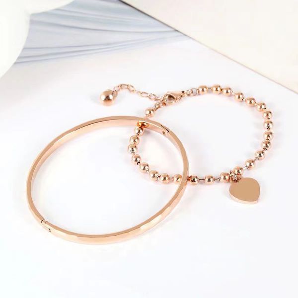 

designer non-fade allergenic combination bracelet 18k rose gold titanium steel gold bracelet for women, Black