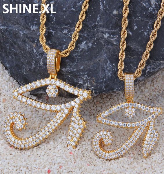 

14k gold plated the eye of horus evil eye necklace pendant iced out micro paved cubic zircon charm bling jewelry1018414, Silver