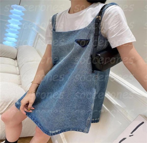 

vintage women sling dress sleeveless tank denim dresses ins trendy holiday dress7634146, Black