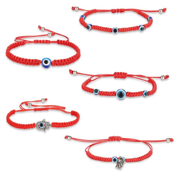 

fashion red string hamsa hand lucky evil blue eye bracelet braided rope boho festival chic bracelet for women girls charm hand jew2246065, Black