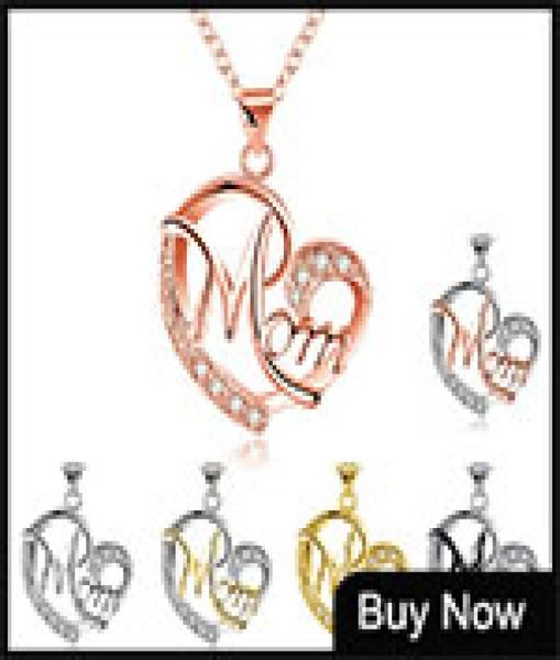 

contrast color crystal heart mom necklace pendant diamond fashion love jewelry mother birthday day gift will and sandy drop ship9048252, Silver