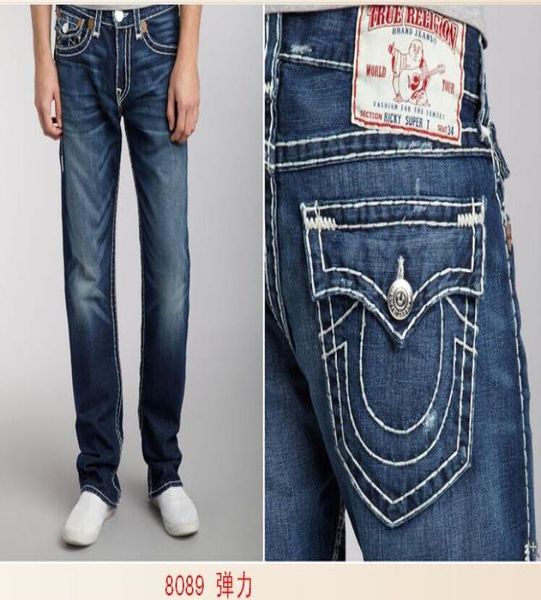

mens straight jeans long trousers pants mens true coarse line religion jeans clothes man casual pencil pants blue black denim pant9593159