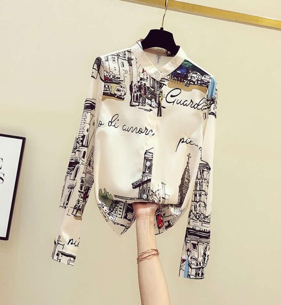 

shirts hong kong style printed women039s chiffon long sleeve early spring6370592, White