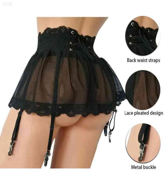 

women039s high waist lace bandage mini skirt adjustable garter belt short dress with fourbreasted girls gift ladies linge4849009, Black;white